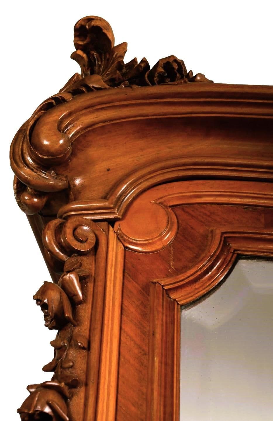 Monumental 19th Century French Fruitwood Louis XV Mirrored Armoire - 105" Tall X 60" Wide - Thumbnail 4