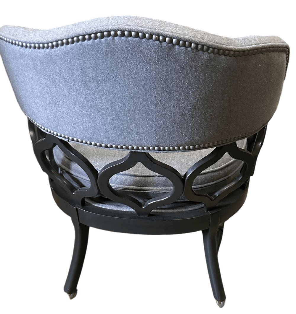 1960s Thomasville Hollywood Regency Tub Dining or Conference Room Chairs on Casters With New Upholstery - Set of 4 - Thumbnail 5