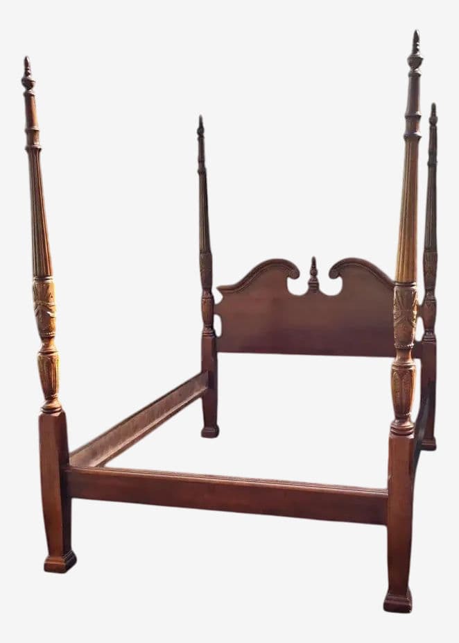 Drexel Heritage Four Poster Queen Size Rice Bed - Made in North Carolina Circa Late 20th Century - Image 1