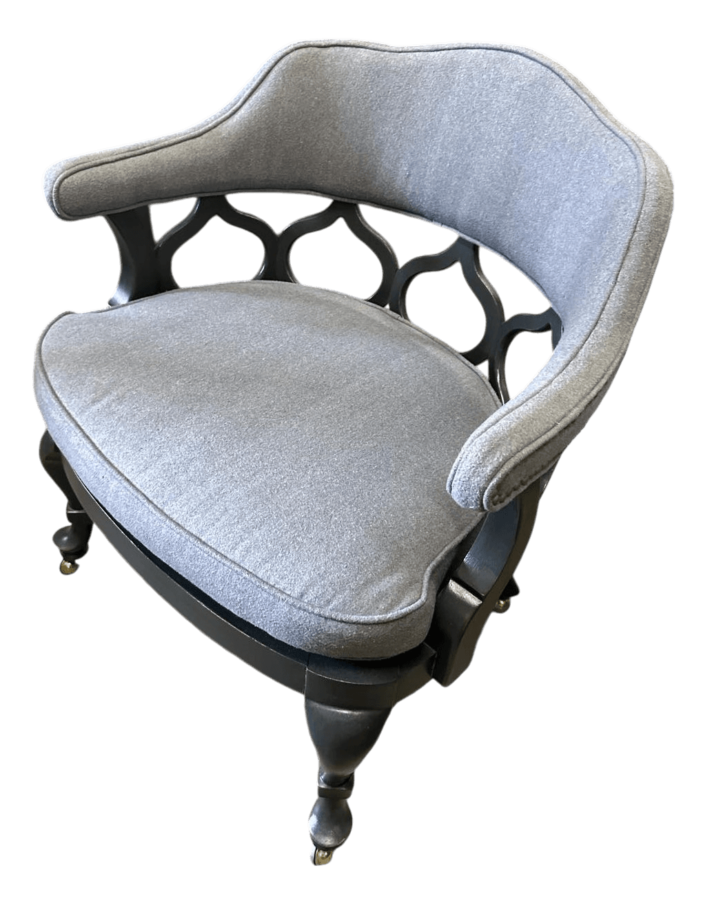 1960s Thomasville Hollywood Regency Tub Dining or Conference Room Chairs on Casters With New Upholstery - Set of 4 - Thumbnail 9