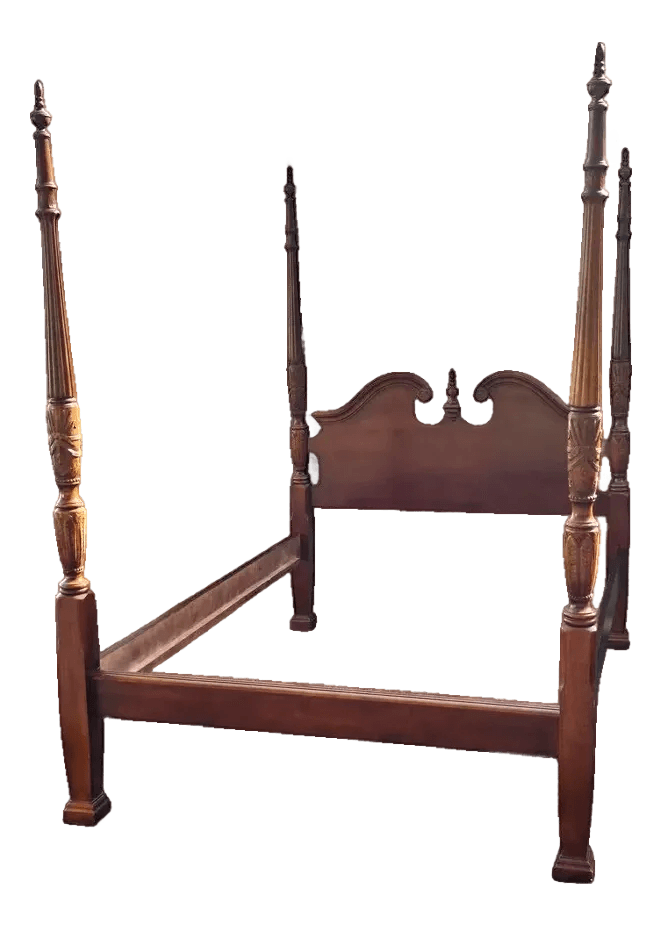 Drexel Heritage Four Poster Queen Size Rice Bed - Made in North Carolina Circa Late 20th Century - Thumbnail 2