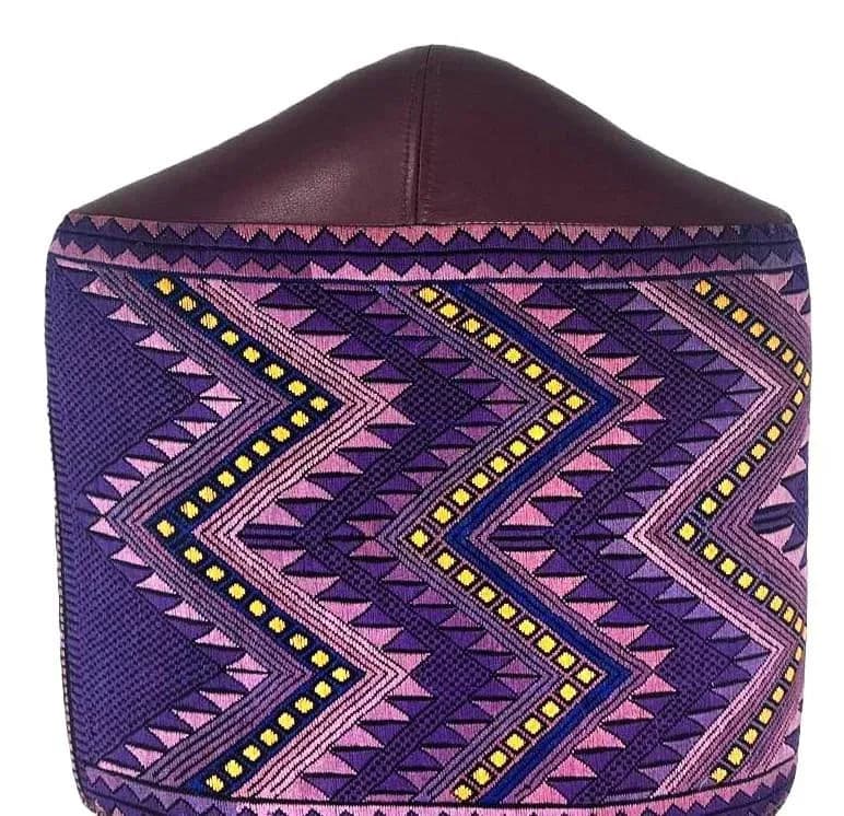 Antique Hacienda Style Chair With New Upholstery of Mauve and Rose Hand Embroidery and Leather - Thumbnail 3