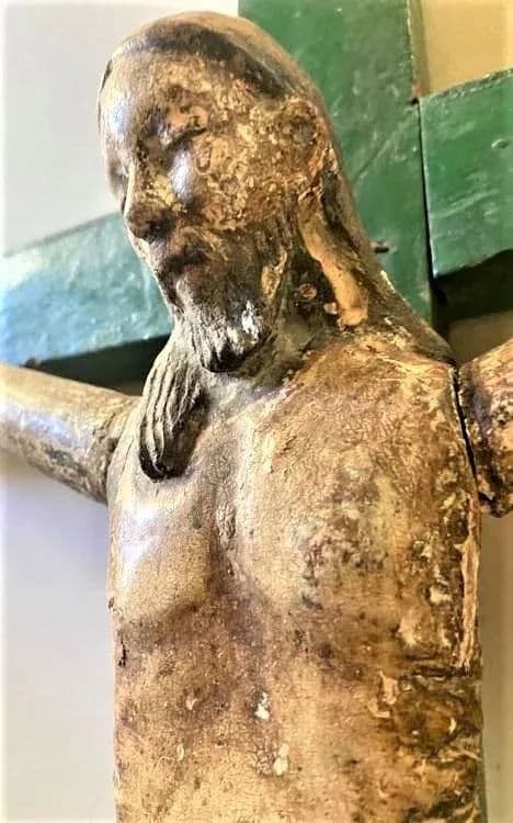 Mid 18th Century Antique Spanish Colonial Wood and Gesso Crucifix - Thumbnail 7