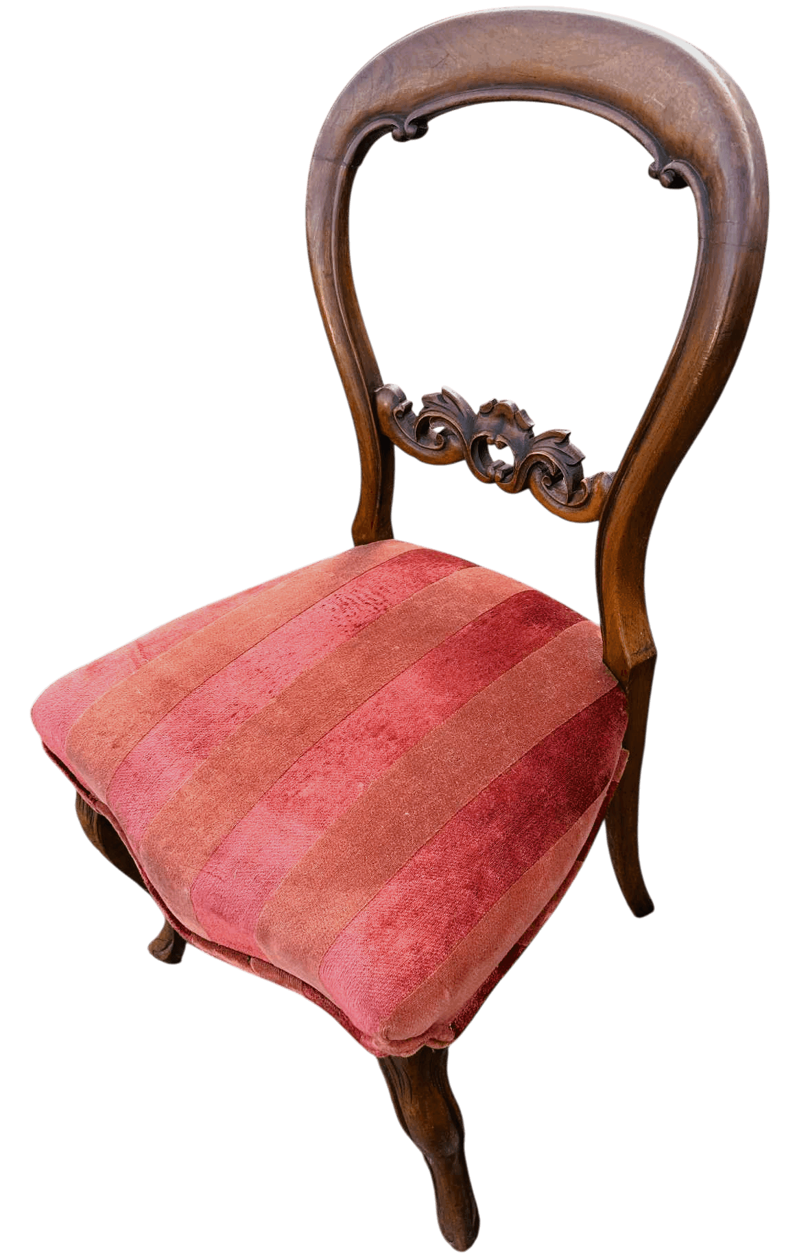 Pair of 19th Century Balloon Back Salon Chairs in Fine Carved Walnut and Elegant New Upholstery - Thumbnail 4