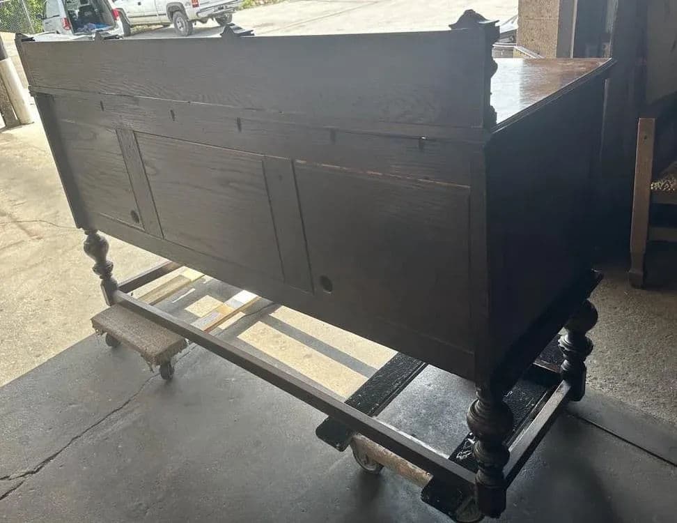 Antique 19th Century English Yorkshire Arts & Crafts Oak Sideboard or Credenza - Large 72" Wide - Thumbnail 8