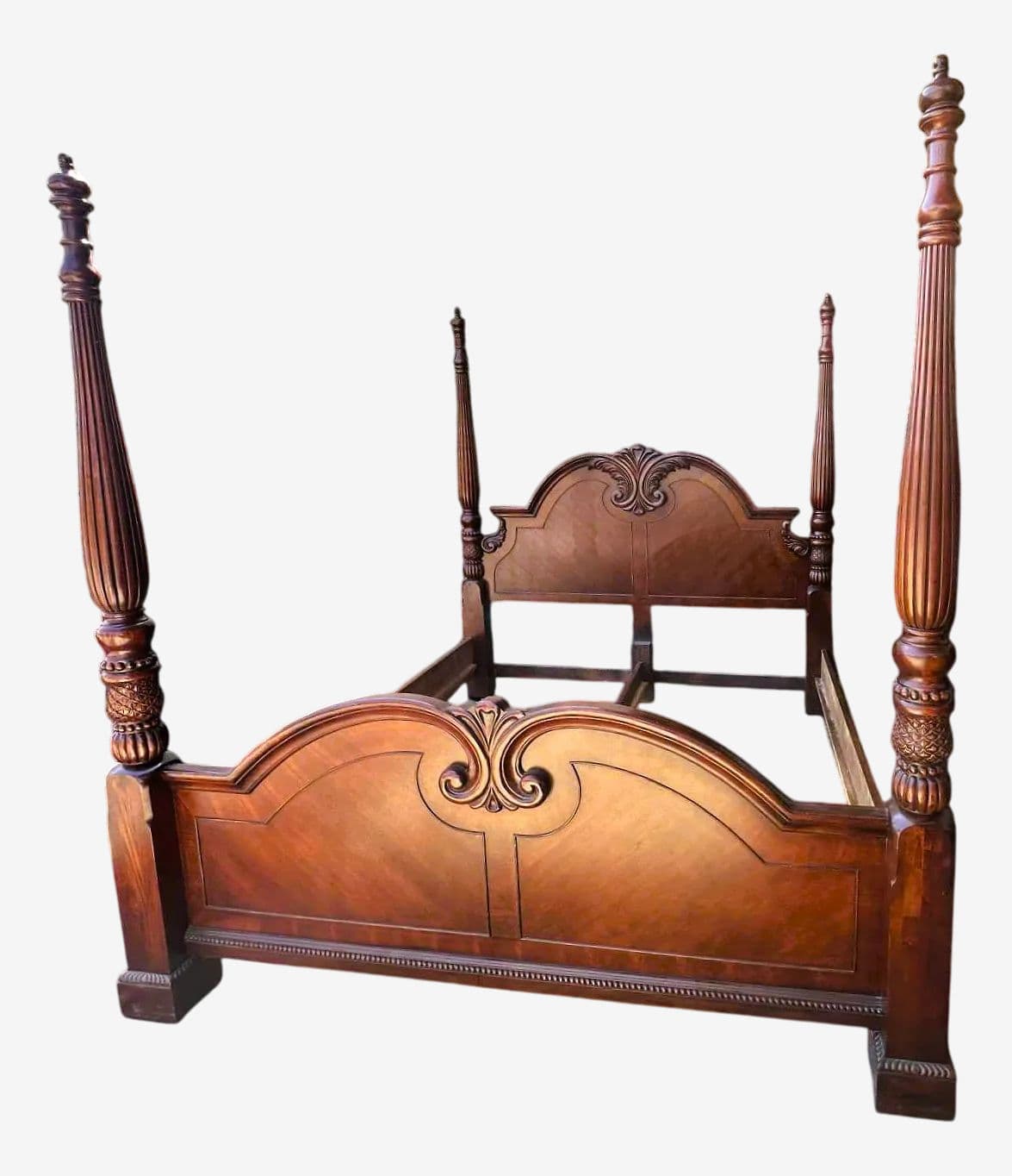 King Size Cherry Wood Four Poster Bed - Vintage Late 20th Century - Image 1