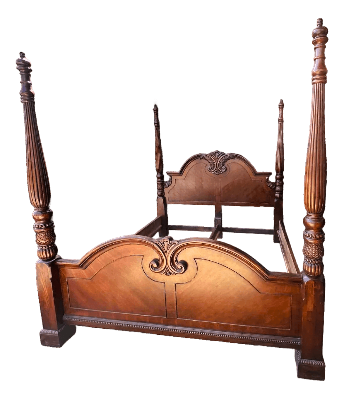 King Size Cherry Wood Four Poster Bed - Vintage Late 20th Century - Thumbnail 2