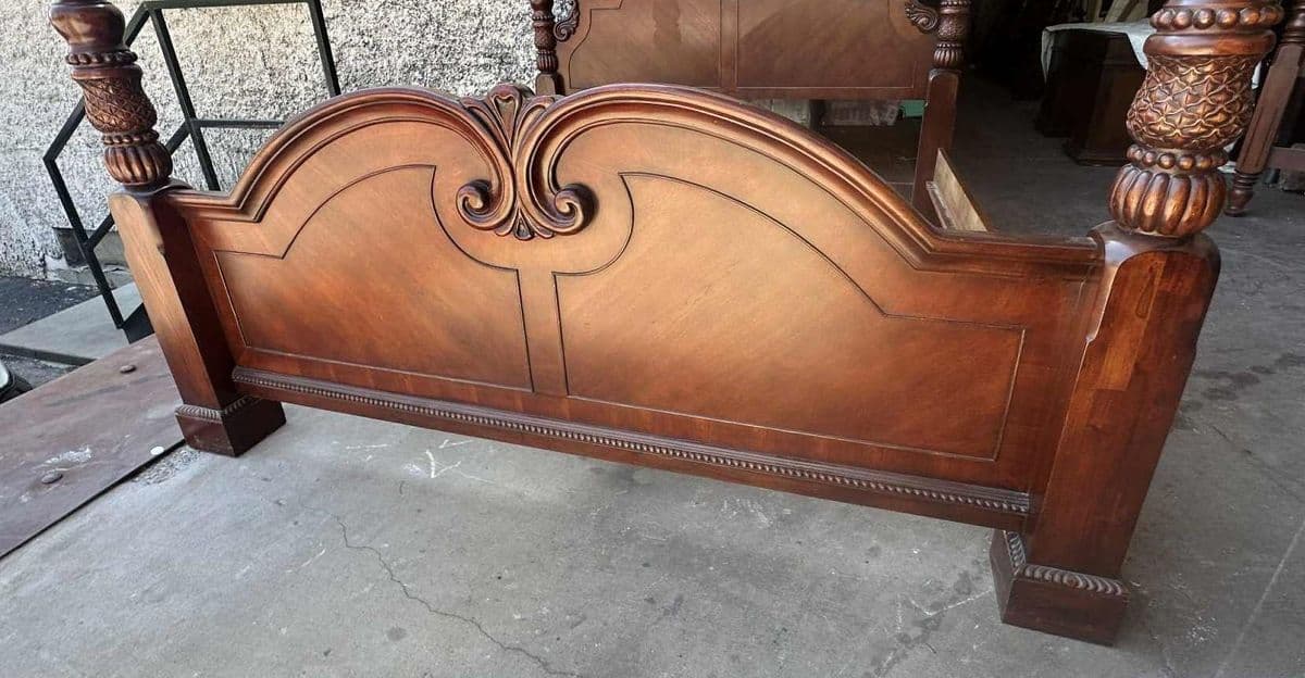 King Size Cherry Wood Four Poster Bed - Vintage Late 20th Century - Thumbnail 4
