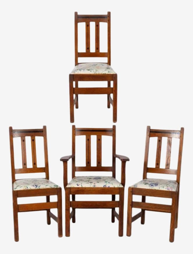 Antique Signed Charles Limbert 'Ebon-Oak' Dining Chairs - Set of 4 - Rare Find Circa 1915 - Image 1