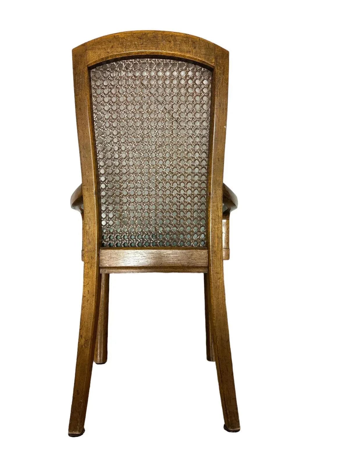 Drexel Mid 20th Century Cane and Oak Dining Chairs With New Velvet Upholstery - Set of 6 - Thumbnail 6