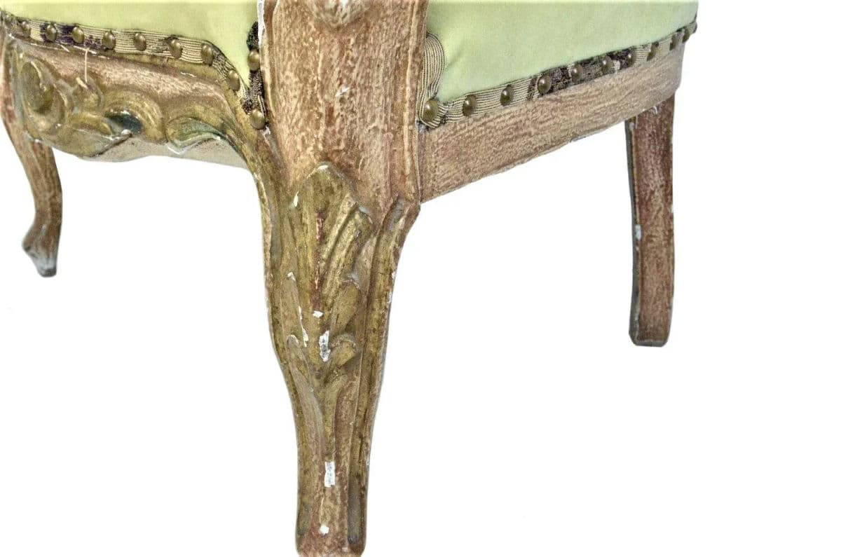 Late 18th Century Spanish Colonial Antique Gilt and Painted Gesso Frame Settee - Thumbnail 5