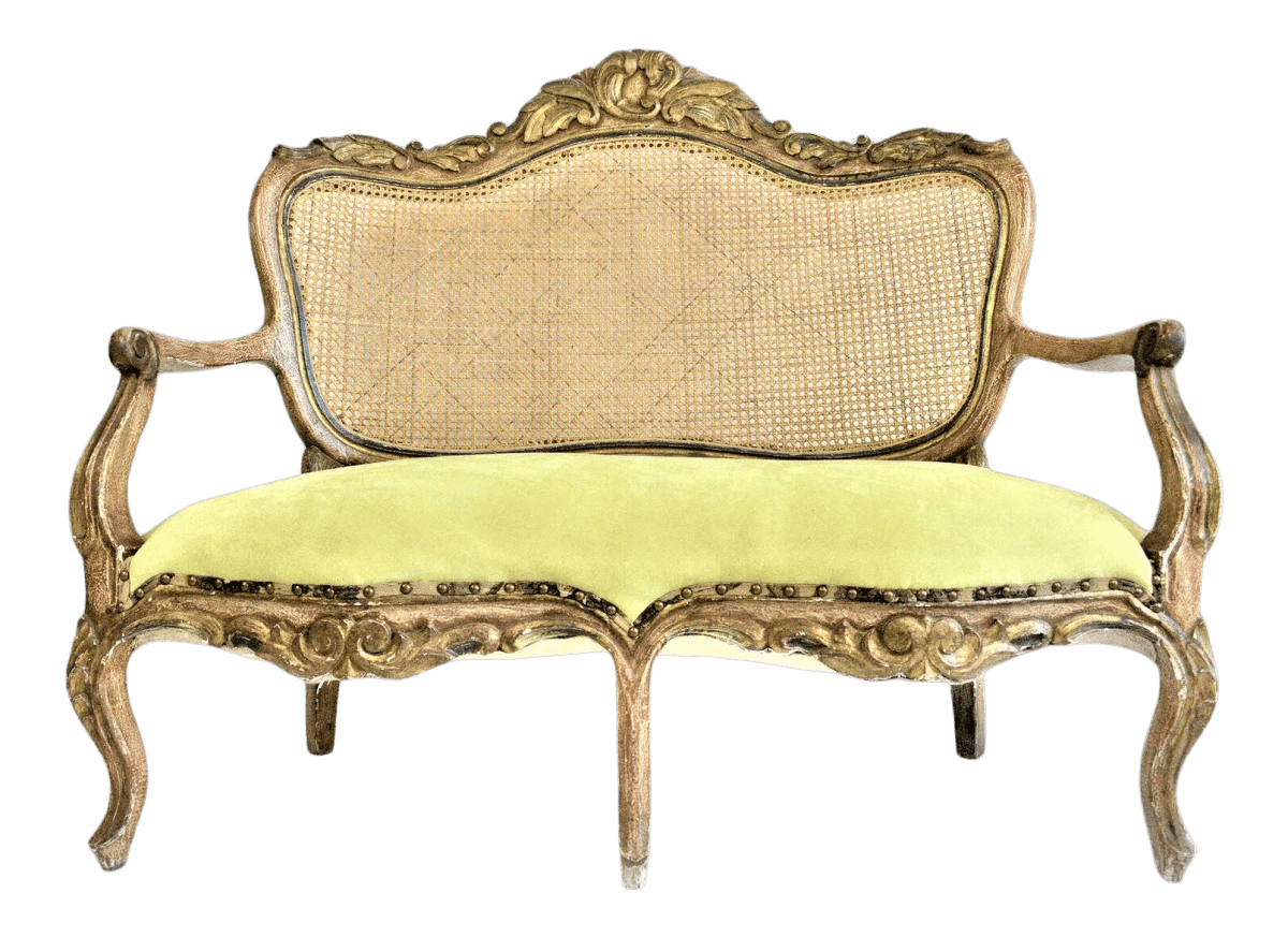 Late 18th Century Spanish Colonial Antique Gilt and Painted Gesso Frame Settee - Thumbnail 9