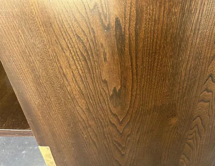 Korean Elmwood and Brass Campaign Style Secretary Desk - Vintage Late 20th Century - Thumbnail 6