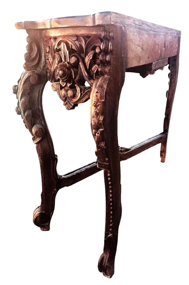 Antique Ornately Carved Anglo Indian Rosewood 60” Console Table - Thumbnail 10