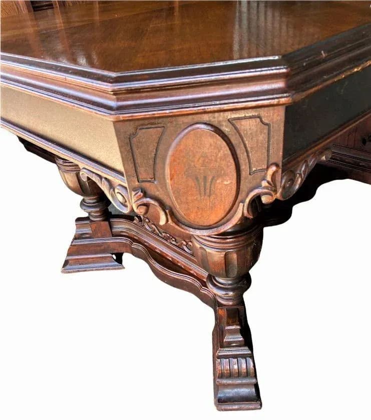 Antique Spanish Revival Walnut Dining Table - 1920s - Thumbnail 5