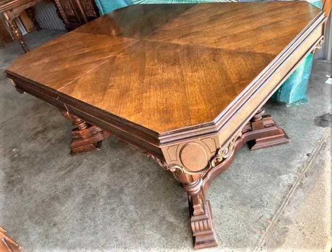 Antique Spanish Revival Walnut Dining Table - 1920s - Thumbnail 3
