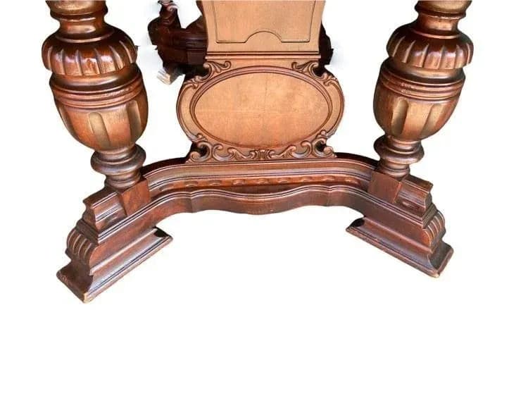 Antique Spanish Revival Walnut Dining Table - 1920s - Thumbnail 7