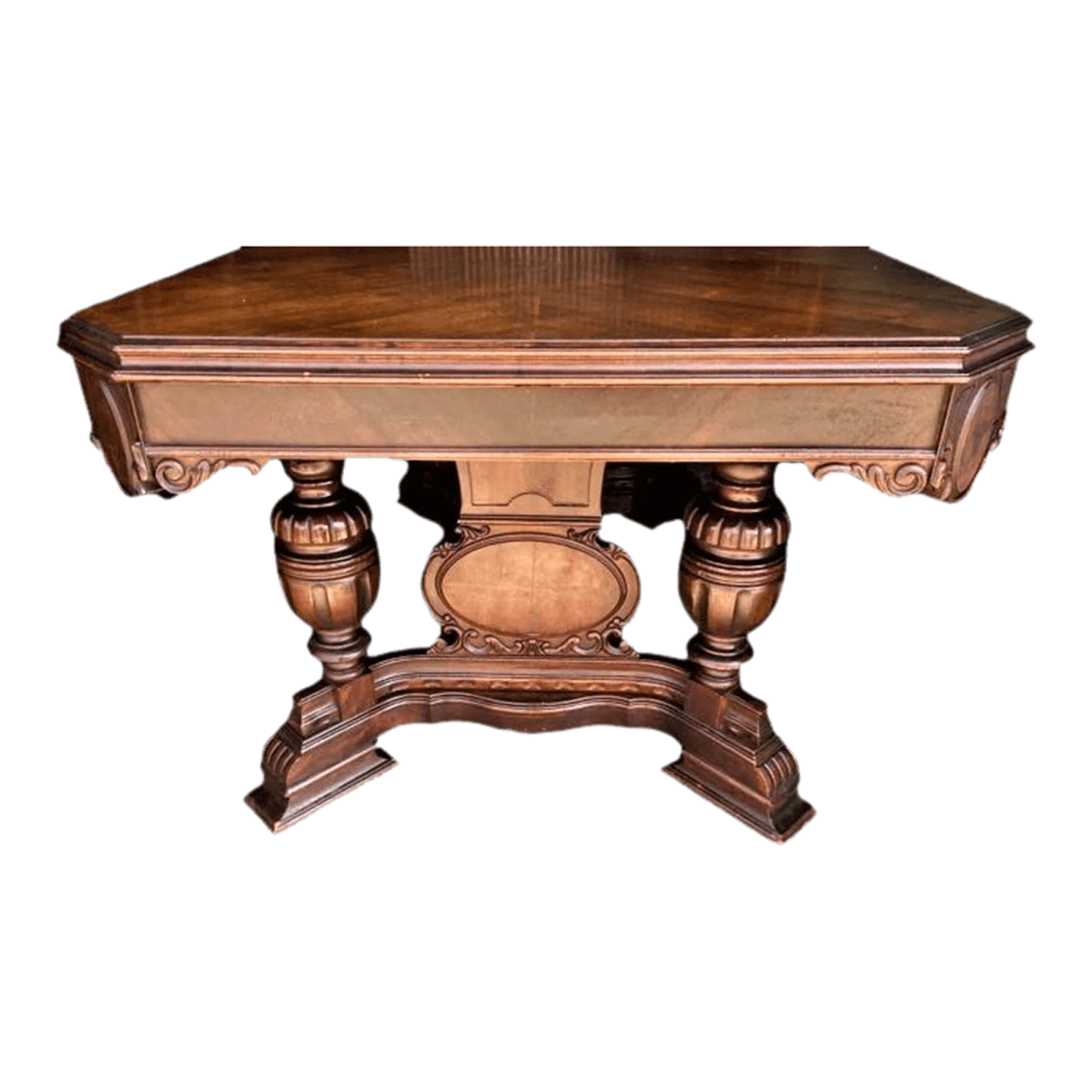 Antique Spanish Revival Walnut Dining Table - 1920s - Thumbnail 8