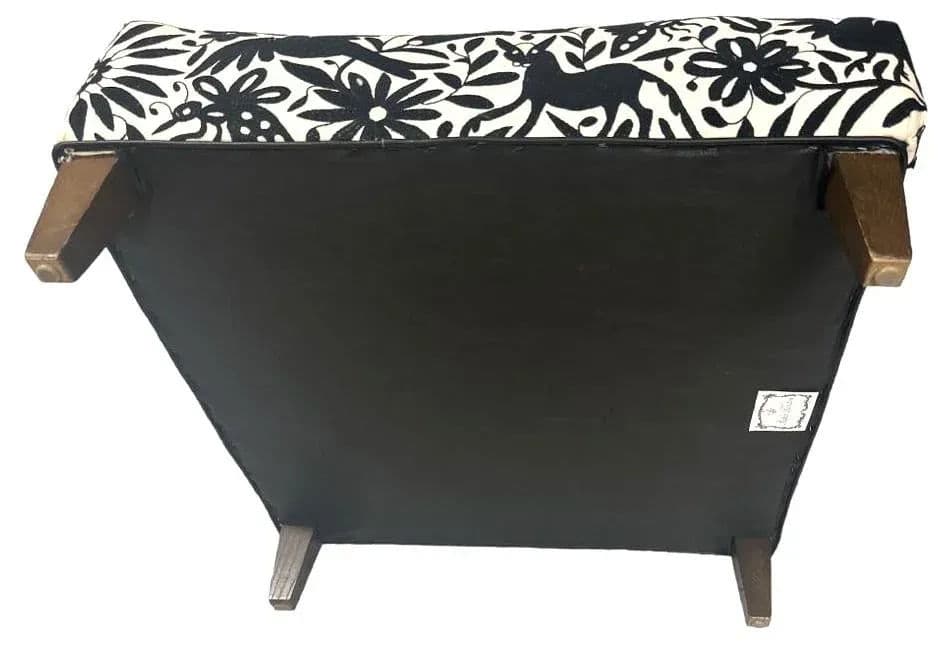 Baker Furniture Ottoman Reupholstered With Vicuña and Otomi Hand Embroidery - Thumbnail 6