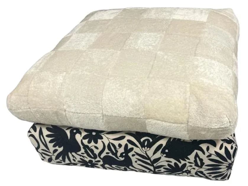 Baker Furniture Ottoman Reupholstered With Vicuña and Otomi Hand Embroidery - Thumbnail 7