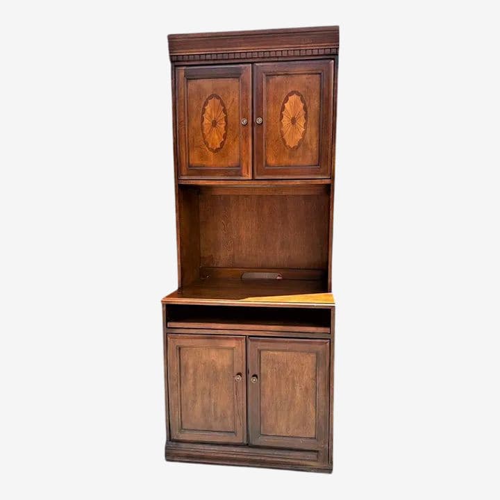 Cherry Wood and Satinwood Inlay Secretary Desk With Pullout Desktop - Early 21st Century - Image 1