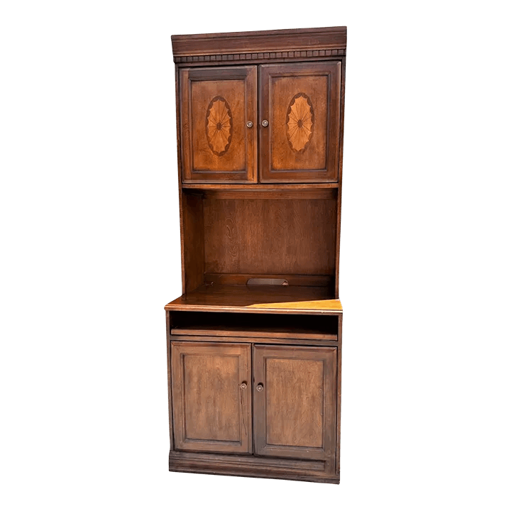 Cherry Wood and Satinwood Inlay Secretary Desk With Pullout Desktop - Early 21st Century - Thumbnail 2