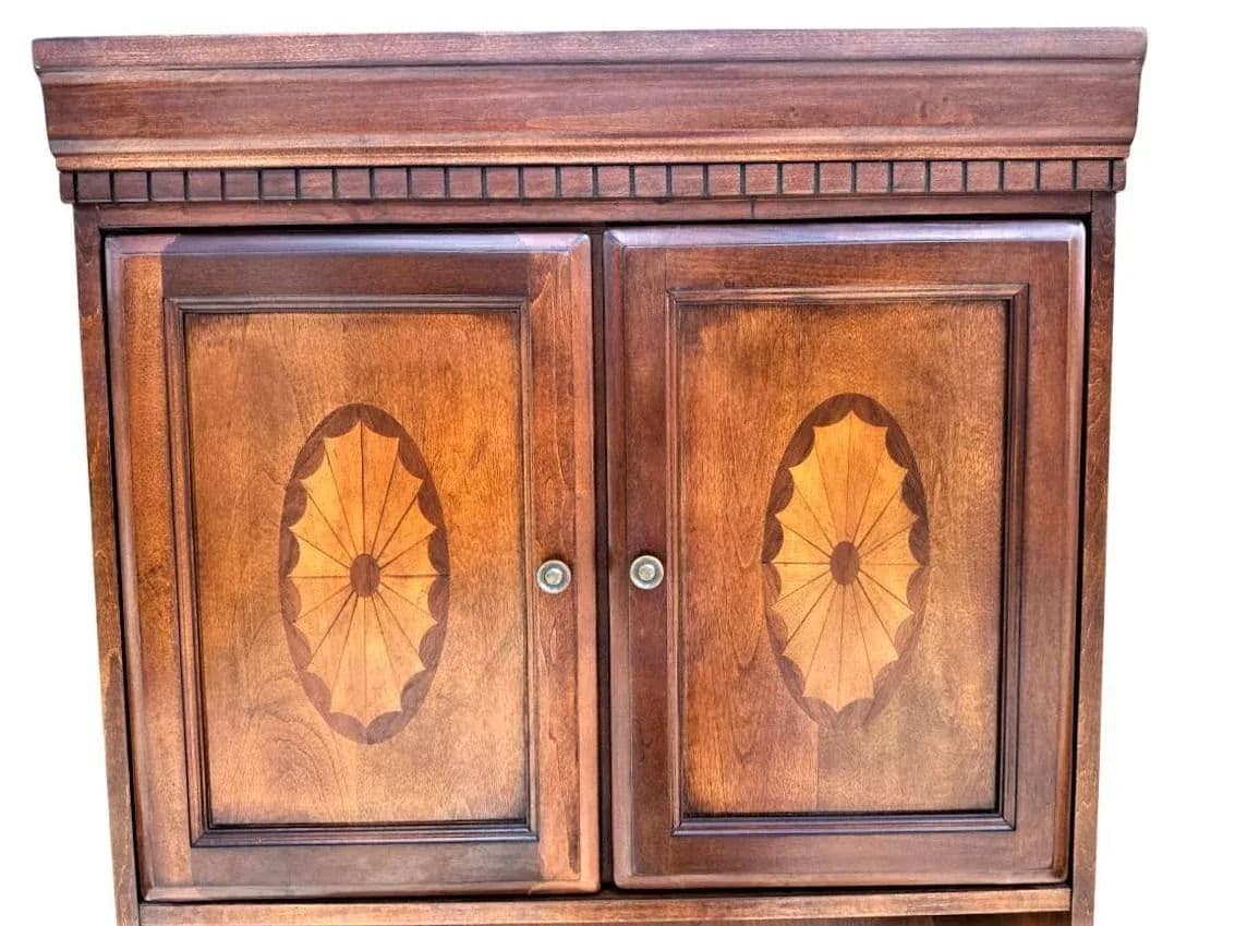 Cherry Wood and Satinwood Inlay Secretary Desk With Pullout Desktop - Early 21st Century - Thumbnail 3