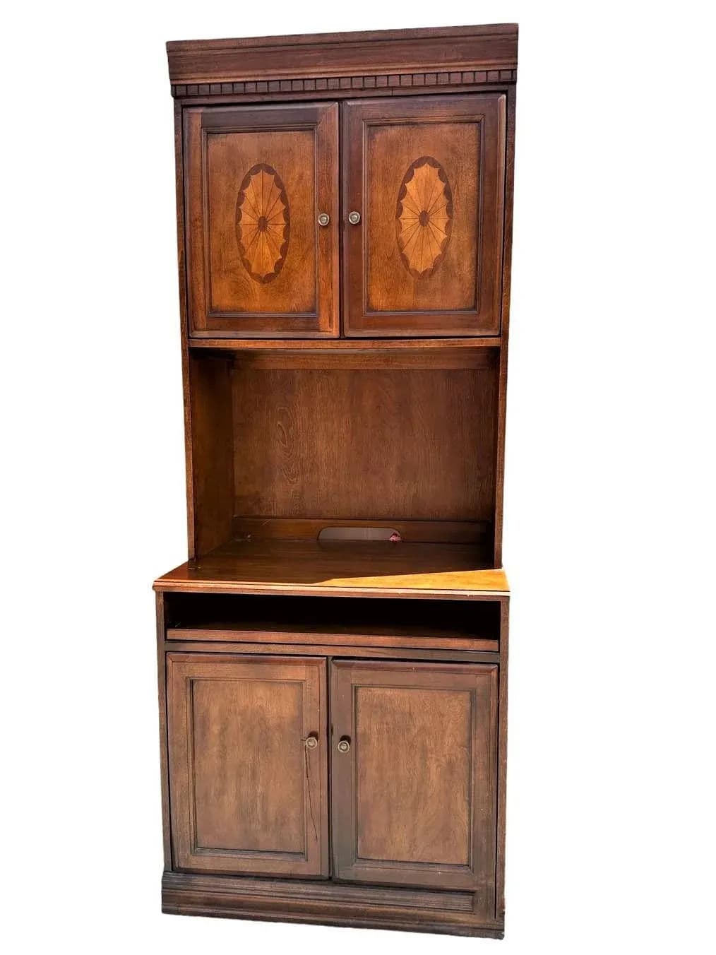 Cherry Wood and Satinwood Inlay Secretary Desk With Pullout Desktop - Early 21st Century - Thumbnail 8