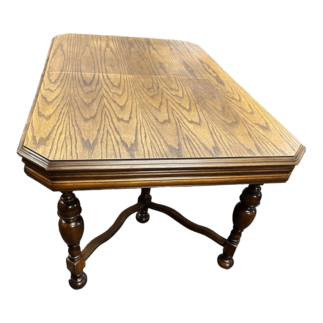 Antique 1920s Spanish Revival Oak and Walnut Dining Table - Thumbnail 2