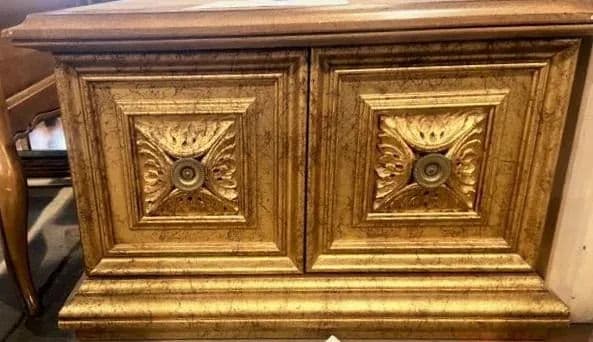 Late 20th Century Hollywood Regency Giltwood and Oak Parquet 30" X 30" Side Tables - a Pair - Thumbnail 5