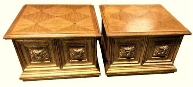 Late 20th Century Hollywood Regency Giltwood and Oak Parquet 30" X 30" Side Tables - a Pair - Thumbnail 14