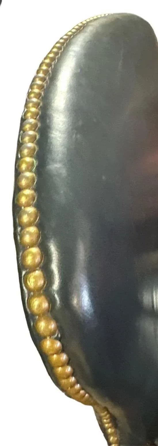 Quaker Furniture Hickory North Carolina Dark Blue Leather Swivel Chair - Thumbnail 4