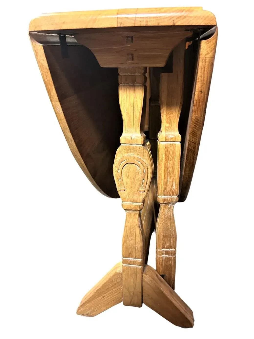 A. Brandt Ranch Oak Drop Leaf 60" Round Dining Table Convertible to Console - Vintage Mid 20th Century - Thumbnail 10