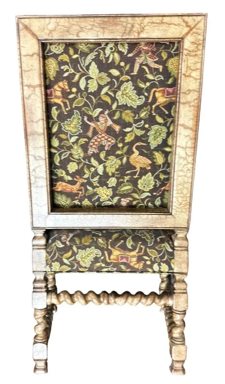 Hacienda Chair With Barley Twist Legs and Mughal Bestiary Upholstery - Circa 2020s - Thumbnail 6