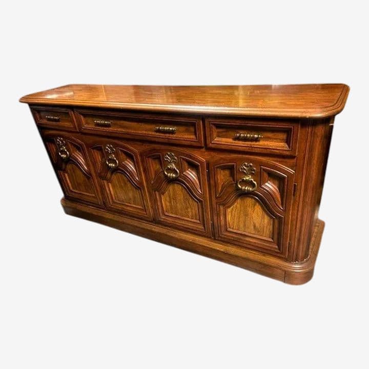 Mid 20th Century Spanish Revival Oak 70" Wide Credenza or Buffet Sideboard - Image 1