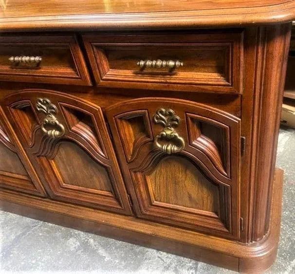 Mid 20th Century Spanish Revival Oak 70" Wide Credenza or Buffet Sideboard - Thumbnail 6