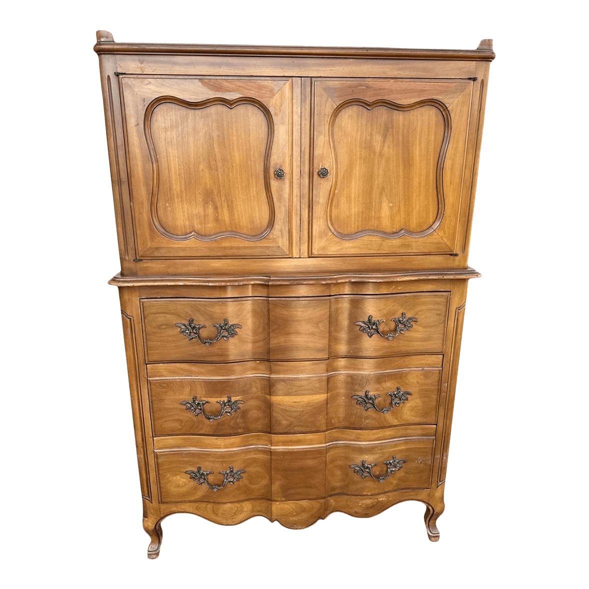 John Widdicomb Grand Rapids Walnut Gentleman's Chest - Louis XV Style - Vintage Mid 20th Century - Thumbnail 2