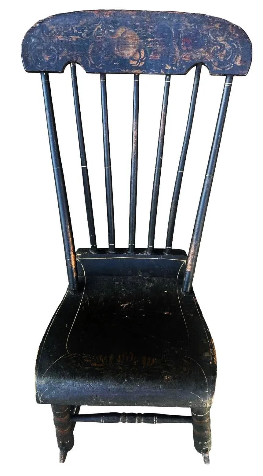 Early 19th Century Painted Oak Rocking Chair Signed ‘Madison’ - Thumbnail 3