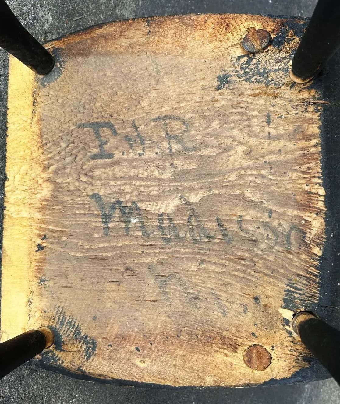 Early 19th Century Painted Oak Rocking Chair Signed ‘Madison’ - Thumbnail 6