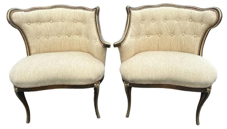 Pair of 19th Century Antique Louis XV Side Chairs With New Upholstery and Refinished With Giltwood Highlights - Thumbnail 7