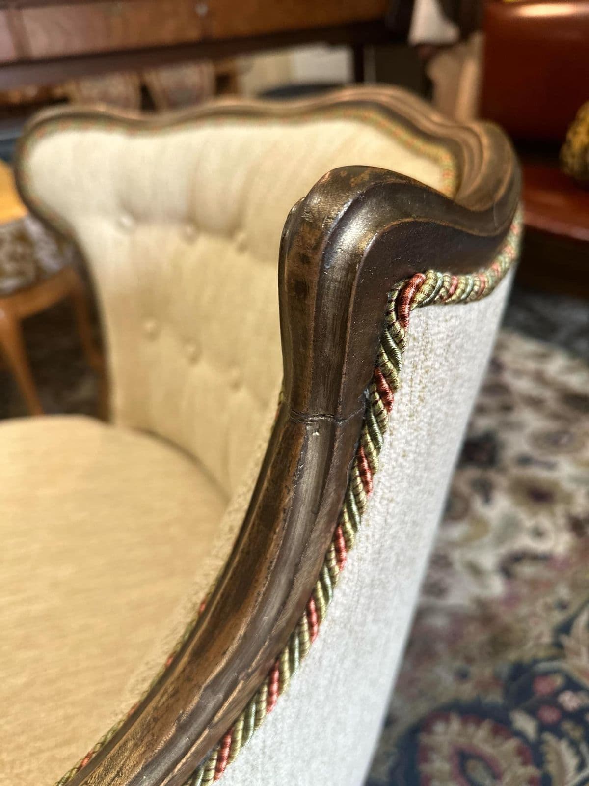 Pair of 19th Century Antique Louis XV Side Chairs With New Upholstery and Refinished With Giltwood Highlights - Thumbnail 11