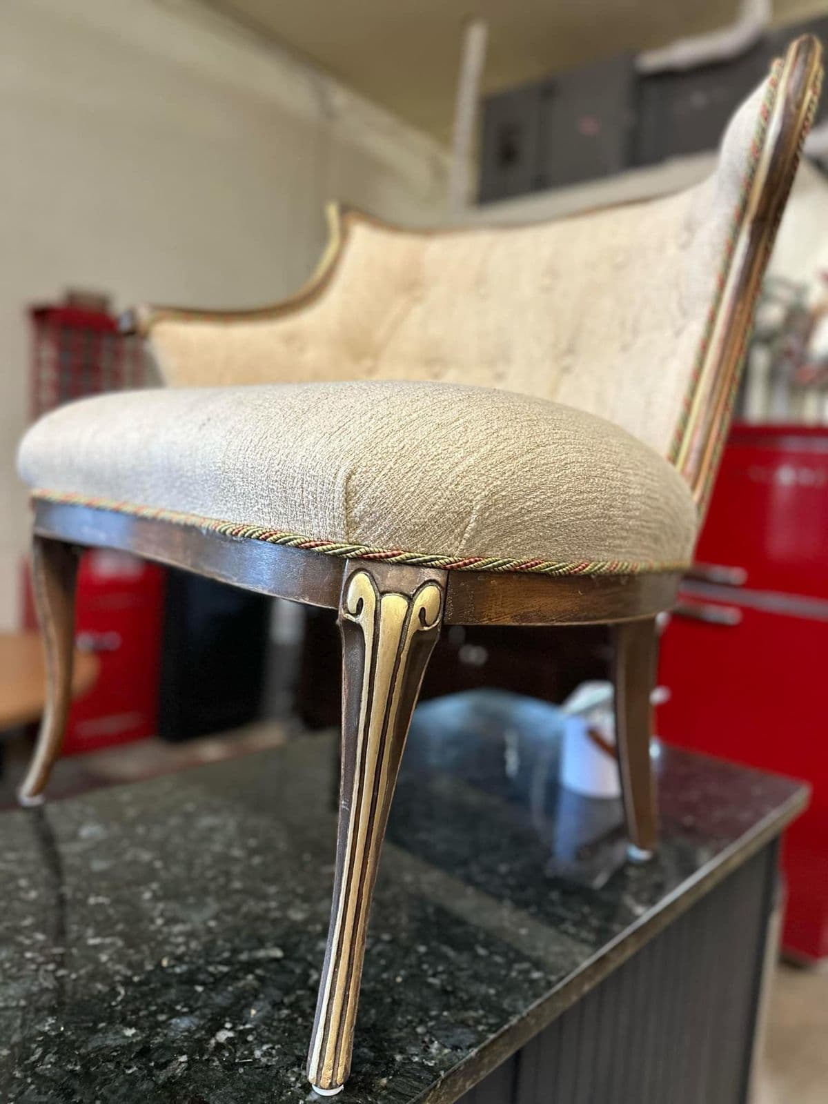 Pair of 19th Century Antique Louis XV Side Chairs With New Upholstery and Refinished With Giltwood Highlights - Thumbnail 12