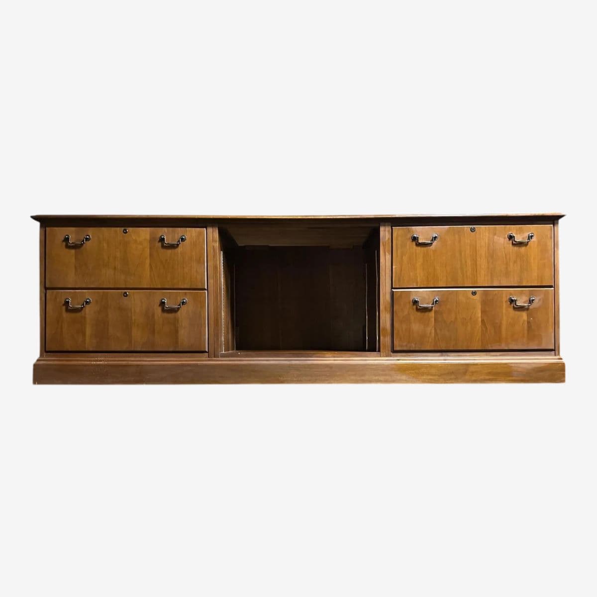 Very Large 90" Solid Walnut Executive Credenza - Vintage Late 20th Century - Image 1