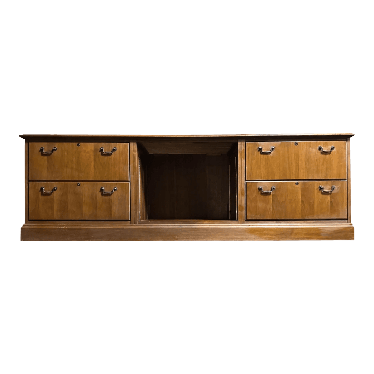 Very Large 90" Solid Walnut Executive Credenza - Vintage Late 20th Century - Thumbnail 2