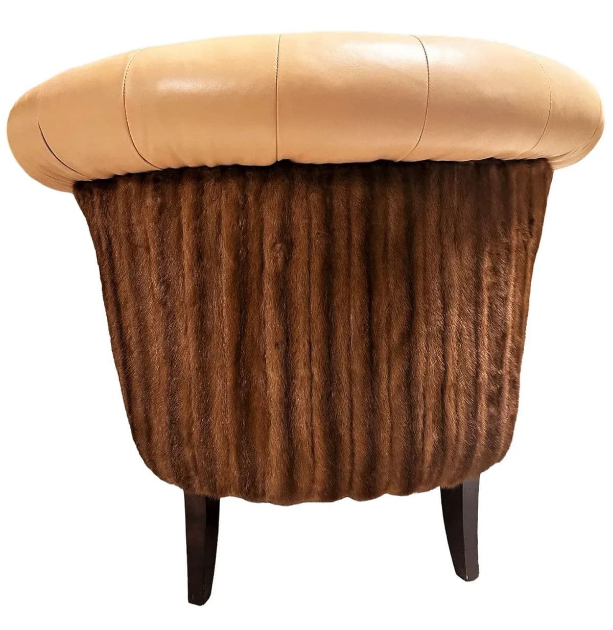 Mink Fur and Calfskin Upholstered Boudoir Chair - Thumbnail 3