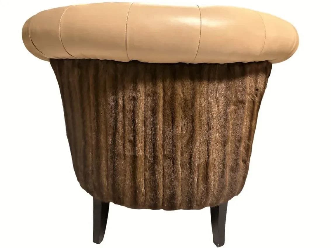 Mink Fur and Calfskin Upholstered Boudoir Chair - Thumbnail 11
