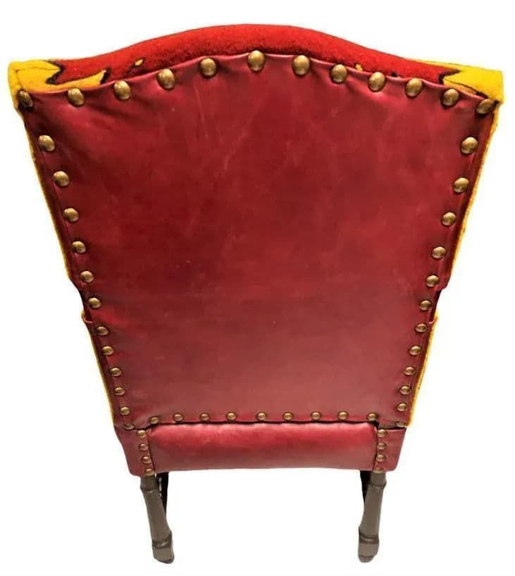 Antique Hacienda Throne Chair Reupholstered With Hand Loomed Oaxaca Tapestry and Leather - Thumbnail 10