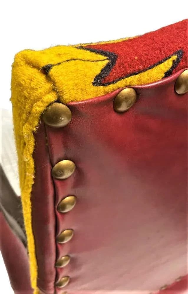 Antique Hacienda Throne Chair Reupholstered With Hand Loomed Oaxaca Tapestry and Leather - Thumbnail 4