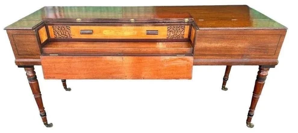 John Broadwood & Son Square Piano Made in London, Signed and Dated in 1808 - Converted Into Console Table or Dressing Table - Thumbnail 3