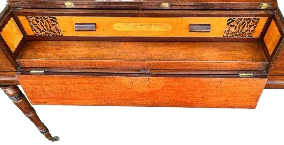 John Broadwood & Son Square Piano Made in London, Signed and Dated in 1808 - Converted Into Console Table or Dressing Table - Thumbnail 7